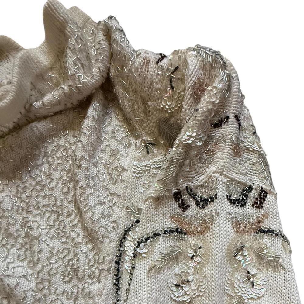Bonnie Boerer Vintage 80s Sequin Beaded Mock Neck Sweater Large - Picture 4 of 4
